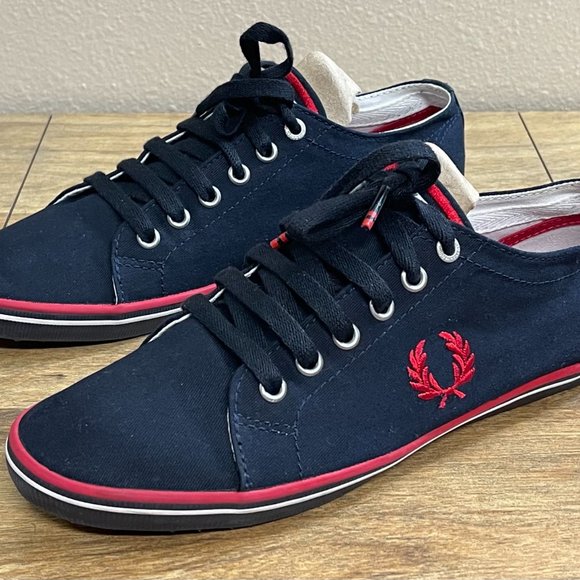 Fred Perry Kingston Twill Sneaker Navy Blue Men's Size 7 - Picture 2 of 8